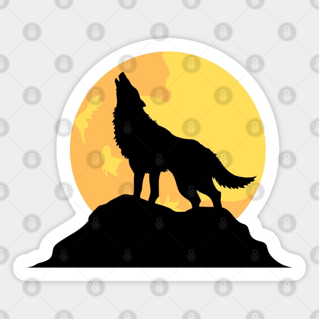 Howling Wolf Silhouette Sticker by Caring is Cool